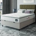 Ver imagem 2 de Cama Box Baú Casal Colchão Espuma D45 Lazio Pillow Top Suede Branco/bege Hellen