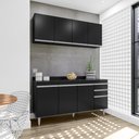Ver imagem 1 de Cozinha Compacta Lorena 160cm 8 Portas 2 Gavetas com Tampo Preto Maderatto Móveis