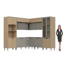 Ver imagem 6 de Cozinha Completa Modulada de Canto 11 Peças com Cristaleira e Porta Ripada Lavínia Bege/Imperial/Fumê