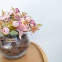 Ver mais imagens de Arranjo de Flores Artificiais Camélias no Vaso de Vidro 23cm | Formosinha