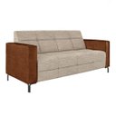 Ver imagem 1 de Sofá Living Decorativo Houston 2 Lugares 200cm Pés em Metal Linho/ Pu Bege Escuro/ Marrom G33 - Gran