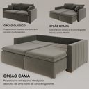 Ver imagem 4 de Sofá Cama Retrátil em Madeira Eucalipto e Linho 230cm Uruguai Cinza Escuro