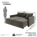 Ver imagem 3 de Sofá Cama Retrátil em Madeira Eucalipto e Linho 230cm Uruguai Cinza Escuro