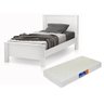 Cama Solteiro Mila Toda Branca Pés de Madeira Estilo Classico Moderno Junto com Colchão 188x88 Solte - 1