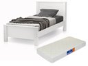 Ver imagem 1 de Cama Solteiro Mila Toda Branca Pés de Madeira Estilo Classico Moderno Junto com Colchão 188x88 Solte