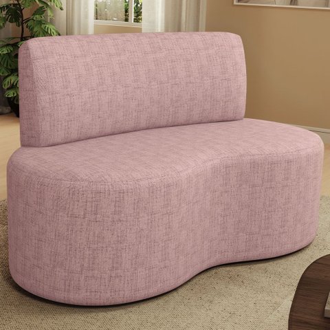 Sofá 2 Lugares 140cm Orgânico para Sala de Estar Living Larissa L02 Linho Rosê- Lyam Decor