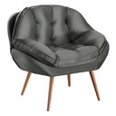 Ver imagem 2 de Poltrona Decorativa Almofadada Pé Palito Veludo Dallas Cinza