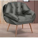 Ver imagem 1 de Poltrona Decorativa Almofadada Pé Palito Veludo Dallas Cinza