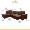 Sofá Reclinável Canto Chaise Stillo 2,80M x 2,20M Mola Bonnel Pillow D28 Veludo Marrom - 2
