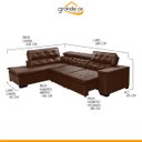 Ver imagem 2 de Sofá Reclinável Canto Chaise Stillo 2,80M x 2,20M Mola Bonnel Pillow D28 Veludo Marrom