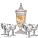 Ver imagem 1 de Kit Suqueira Cristal 1,8l + 6 Taças de Vidro Diamante 260ml