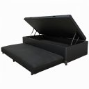 Ver imagem 1 de Cama Box Baú Solteiro Preto com Auxiliar Blindada Pistão a Gás 200kg