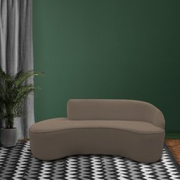 Sofá Curvo 02 Lugares 150cm Braço Esquerdo Eron Bouclê Marrom - CasaePoltrona - 2