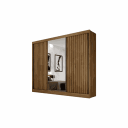 Guarda Roupa Casal Ripado com Espelho 3 Portas 6 Gavetas - Canastra-cumaru - Móveis Novo Horizonte - 2 Guarda Roupa Casal Ripado com Espelho 3 Portas 6 Gavetas - Canastra-cumaru - Móveis Novo Horizonte - 2