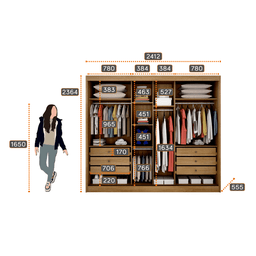 Guarda Roupa Casal Ripado com Espelho 3 Portas 6 Gavetas - Canastra-cumaru - Móveis Novo Horizonte - 4 Guarda Roupa Casal Ripado com Espelho 3 Portas 6 Gavetas - Canastra-cumaru - Móveis Novo Horizonte - 4