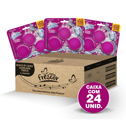Kit 72 un Tablete Sanitário 45g Floral 24 Cartelas com 3 Blocos Caixa Acoplada Triplo Novo Frescor