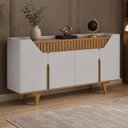 Ver imagem 3 de Aparador Buffet para Sala de Jantar 4 Portas 160cm Devon B02 Off White Naturalle - Lyam Decor