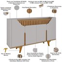 Ver imagem 5 de Aparador Buffet para Sala de Jantar 4 Portas 160cm Devon B02 Off White Naturalle - Lyam Decor
