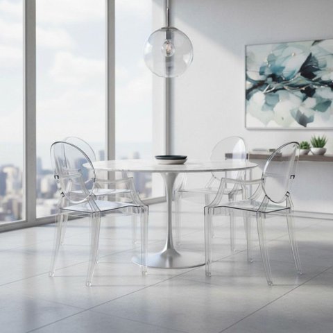 Conjunto 4 Cadeiras Modernas Empilhaveis Transparentes Versalhes Fratini