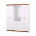 Ver imagem 1 de Guarda Roupa Capelinha Aurora Espelho e Chave 4 Portas - Branco/Camarim Flex