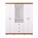 Ver imagem 5 de Guarda Roupa Capelinha Aurora Espelho e Chave 4 Portas - Branco/Camarim Flex