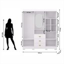Ver imagem 2 de Guarda Roupa Capelinha Aurora Espelho e Chave 4 Portas - Branco/Camarim Flex