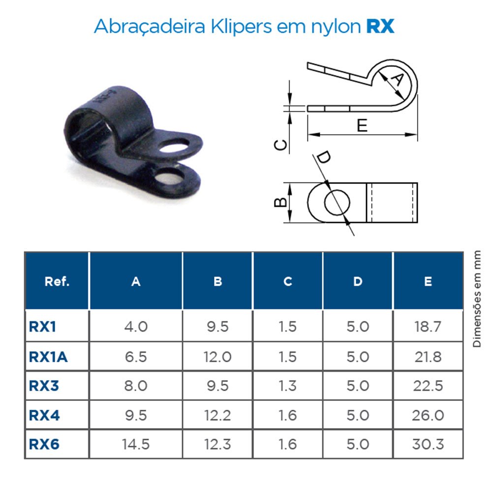 Abraçadeira Cinta Plastica Fixadora Ø6,5mm Pct 50 Unds REIMOLD Abraçadeira RX1A - 2