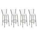 Ver imagem 1 de Kit 4 Banquetas Altas Cromada com Encosto Assento Branco