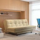 Ver imagem 1 de Sofá-Cama Roz Plush 4 Lugares Fixo Reclinável 180cm Bege Suede