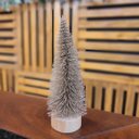 Ver imagem 2 de Mini Árvore Natal Enfeite de Mesa Champanhe Base Tronco Madeira 16cm - Art Christmas