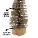 Ver imagem 3 de Mini Árvore Natal Enfeite de Mesa Champanhe Base Tronco Madeira 16cm - Art Christmas