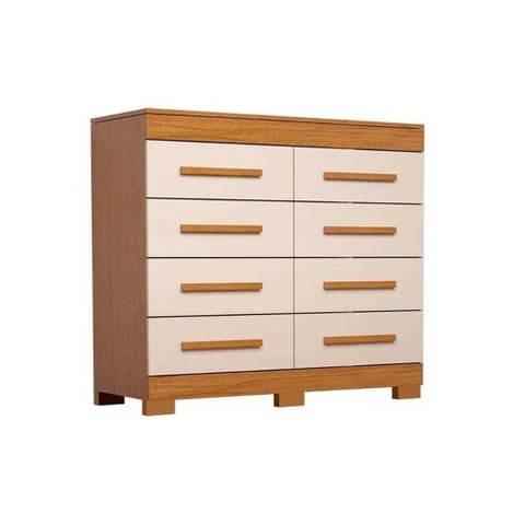 Cômoda de Quarto Nalu C- 8 Gavetas Cinamomo-off White - Acp