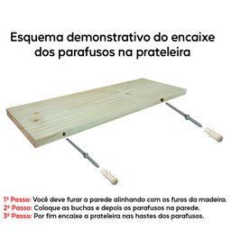 Kit 2 Prateleiras Madeira de Pino 60x20 Suporte Invisível Arte na Arte Prateleira Madeira de Pino Su - 4 Kit 2 Prateleiras Madeira de Pino 60x20 Suporte Invisível Arte na Arte Prateleira Madeira de Pino Su - 4
