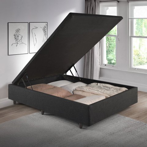 Cama Box Baú Viúva 120x203x42 Cm Linho com Pistão a Gás