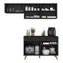 Ver imagem 4 de Armário Cozinha Modulada Compacta com Balcão 3 Peças Veneza Multimóveis Mp3765 Preto/dourado