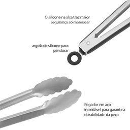 Pegador de Alimentos Inox Pinça Profissional Churrasco 40cm - 5