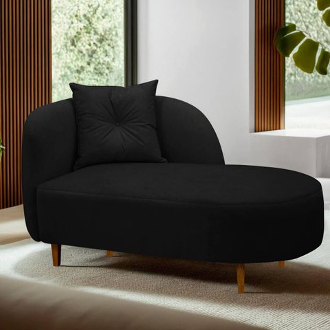 Banqueta Sofá Recamier Divã Siena Recepção e Clínica Bouclê:preto