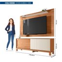 Ver imagem 3 de Rack com Painel Tv até 65 Polegadas 190cmx179,2cm e Acabamento Microripado 2 Portas de Correr Flora Marrom Freijo/Off White