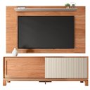 Ver imagem 5 de Rack com Painel Tv até 65 Polegadas 190cmx179,2cm e Acabamento Microripado 2 Portas de Correr Flora Marrom Freijo/Off White