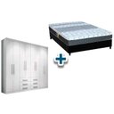 Ver imagem 1 de Cama Box Casal + Colchão Class Castor + Guarda Roupa Master 8.6 Branco