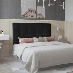 Cabeceira Berlim 1,40 Cm para Cama Box Casal Suede Preto - 2