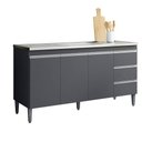 Ver imagem 1 de Balcão Gabinete Cozinha Andréia 150cm 3 Portas sem Tampo Mdp Cinza - Desk Design