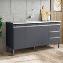 Ver imagem 2 de Balcão Gabinete Cozinha Andréia 150cm 3 Portas sem Tampo Mdp Cinza - Desk Design