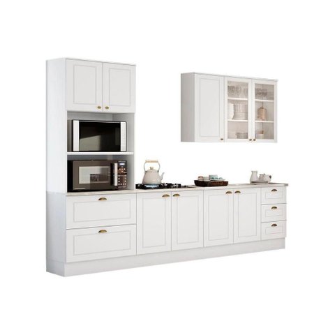 Cozinha Modulada Henn Americana 5pçs (torre Quente Aéreo 2 Balcões Tampo P/ Cooktop) Cz267 Branco