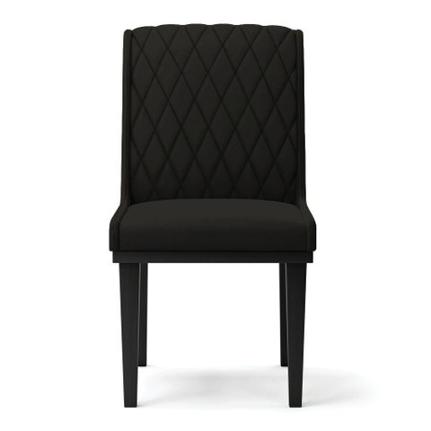 Cadeira Sala de Jantar Base Madeira Preto Kit 8 Sofia Suede D03 - D'Rossi Cor Preto