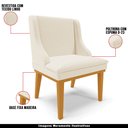 Ver imagem 4 de Kit 5 Cadeiras Decorativas Sala de Jantar Base Fixa de Madeira Firenze Linho Bege/Castanho G19 - Gra