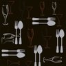 Papel de Parede Adesivo Gourmet Talheres e Taças Preto - 2