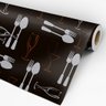 Papel de Parede Adesivo Gourmet Talheres e Taças Preto - 3