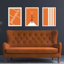 Ver imagem 2 de Kit 3 Quadros Artes Bauhaus Laranja Bicicleta 45x34cm:moldura Preta