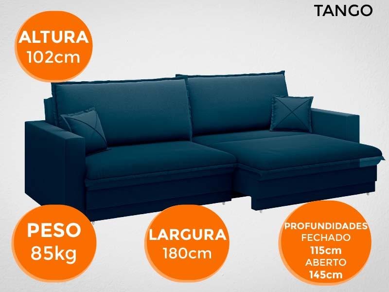 Sofá Tango 1,80M Sem Caixa, Retrátil e Reclinável Velosuede Petroleo - Netsofás - 7